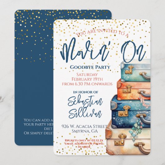 Invitation Movin'On Goodbye Go Away Party (Devant / Derrière)
