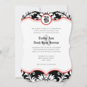 Invitation Moyen Age Renaissance Damask Red Accents Mariage (Devant)