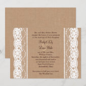 Invitation moyen de toile de jute et de mariage de (Devant / Derrière)