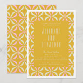 Invitation Moyenne géométrique Jaune et rose Mariage (Devant / Derrière)