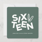 Invitation Moyenne moderne sauge typographie verte 16e annive (Devant)