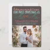 Invitation Mr & Mrs First Christmas Mistletoes Mariage photo (Devant)
