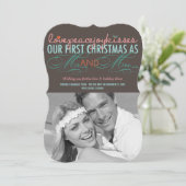 Invitation Mr & Mrs First Christmas Mistletoes Mariage photo (Debout devant)