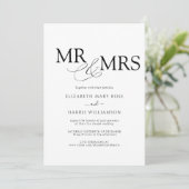 Invitation MR & MRS Live Stream Modern Black White Mariage (Debout devant)