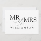 Invitation MR & MRS Live Stream Modern Black White Mariage (Dos)