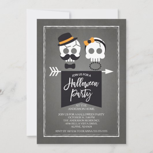 Invitation Mr & Mrs Skulls Halloween Party (Devant)