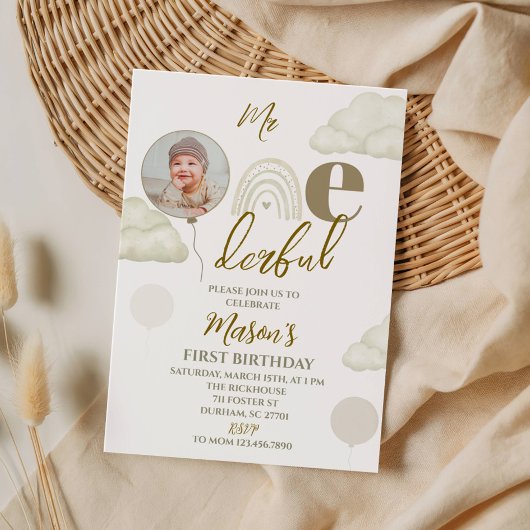 Invitation Mr ONEderful Photo First Birthday