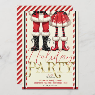Invitation Mr & Skinny Mme Claus Red Black Holiday Party