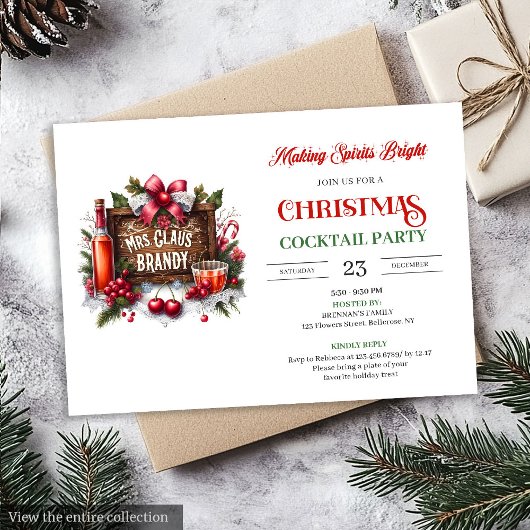 Invitation Mrs. Claus Brandy Holiday Cocktails Party