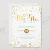 Invitation MRS & MRS STYLISH GLAM MARIAGE en or confetti ment (Devant)