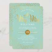 Invitation MRS & MRS STYLISH MARIAGE confetti ment or (Devant / Derrière)
