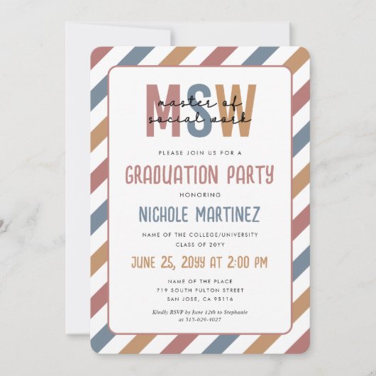 Invitation MSW Master of Social Work Graduation Retro (Devant)