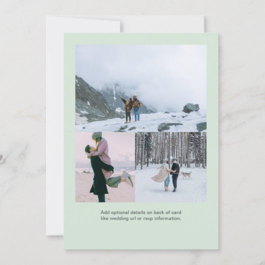 Invitation Mt. Rainier, Falling Snow, Winter Green Wedding (Dos)