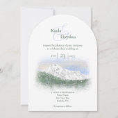 Invitation Mt. Rainier, Falling Snow Winter Wedding (Devant)