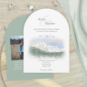 Invitation Mt. Rainier, Falling Snow Winter Wedding