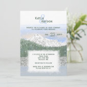 Invitation Mt. Rainier, Falling Snow Winter Wedding (Debout devant)