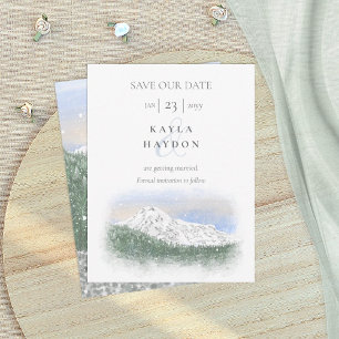 Invitation Mt Rainier, Mariage sous la Neige à Sauvegarder la