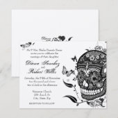 Invitation Muertes de crâne de sucre sur papier métal d'or (Devant / Derrière)