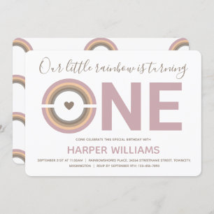 Invitation Muet Rainbow Baby 1er anniversaire