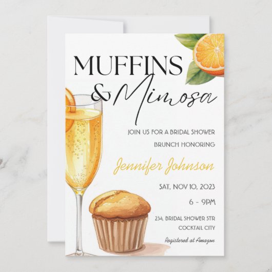 Invitation Muffins & Mimosa Fête des mariées orange Brunch (Devant)