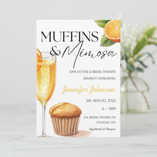 Invitation Muffins & Mimosa Fête des mariées orange Brunch (Debout devant)