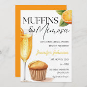 Invitation Muffins & Mimosa Fête des mariées orange Brunch (Devant / Derrière)