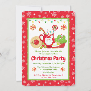 Invitation Mug de Noël avec un joli Père Noël et biscuits Fêt