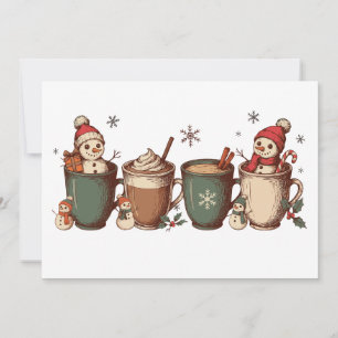 Invitation Mugs Chocolat Chaud de Noël Bonhommes de Neige Can