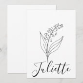 Invitation Muguet de mai personnalisé Fleur de naissance (Devant / Derrière)