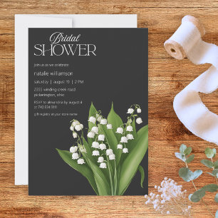 Invitation Muguet du Val sur une douche de mariée noire