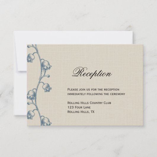 Invitation Muguet sur Nappes de lin écru de Réception de Mari (Devant)