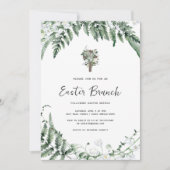 Invitation Muguet verdure | Croix rustique de Pâques (Devant)