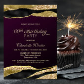 Invitation Mulberry Gold Parties scintillant 60e fête d'anniv