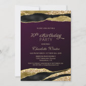 Invitation Mulberry Gold Parties scintillant 70e fête d'anniv (Devant)