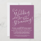 Invitation Mulberry violet blanc photo en direct mariage en s (Devant)