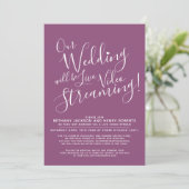 Invitation Mulberry violet blanc photo en direct mariage en s (Debout devant)