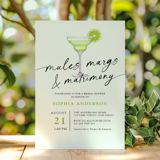 Invitation Mules Marges et Fête des mariées de citron vert de
