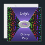 Invitation Multi Color Poster de animal 18th Birthday Party<br><div class="desc">Poster de animal multicolore Arc-en-ciel avec noir et purpIe invitation 18th Birthday Party Filles ados enfants. personnaliser à coté.</div>