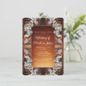 Invitation Multi Couleur Cuir & Aspect Lanières Mariage Rusti (Debout devant)