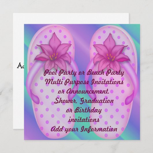 Invitation multi de but de plage de réception au (Devant / Derrière)