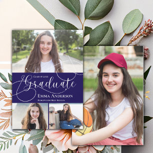 Invitation Multi Photo 2025 Grad Blue Grad Graduation Faire-p