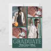 Invitation Multi Photo Dark Green Graduation Party (Devant)
