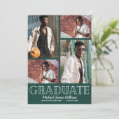 Invitation Multi Photo Dark Green Graduation Party (Debout devant)