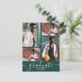 Invitation Multi Photo Dark Green Graduation Party (Debout devant)