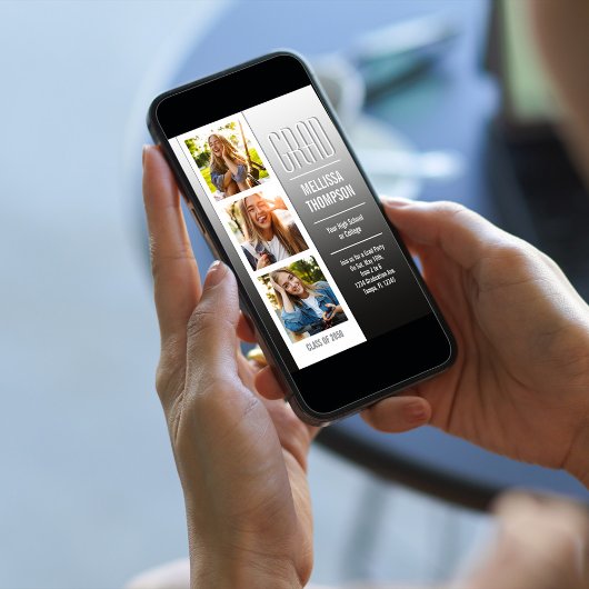 Invitation Multi Photo Modern Graduation Party