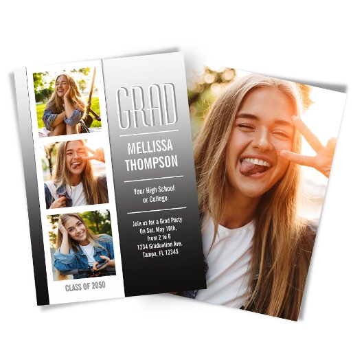 Invitation Multi Photo Modern Graduation Party