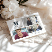 Invitation multi-photo originale bleue