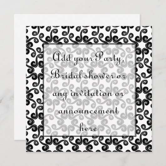 Invitation multi-usages noir et blanc (Devant / Derrière)