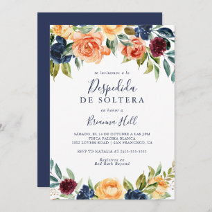 Invitation Multicolor Elegant Floral Fête des mariées espagno