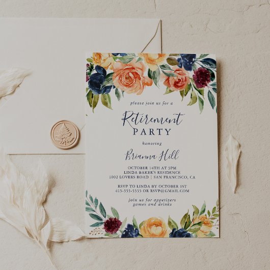Invitation Multicolor Elegant Floral Retraite Party